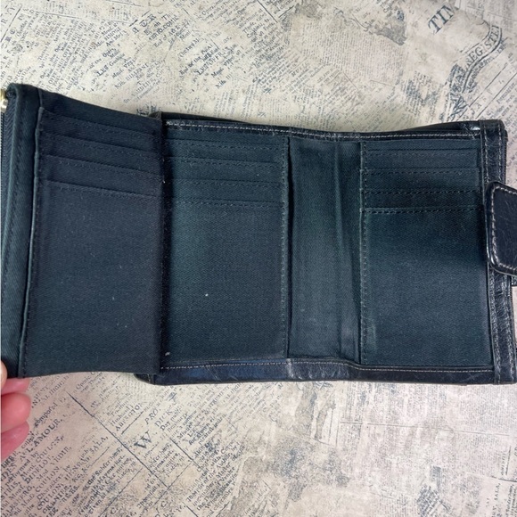 Fossil Black Distressed Buffalo Leather Women's Wallet Multifunctional - Picture 10 of 13